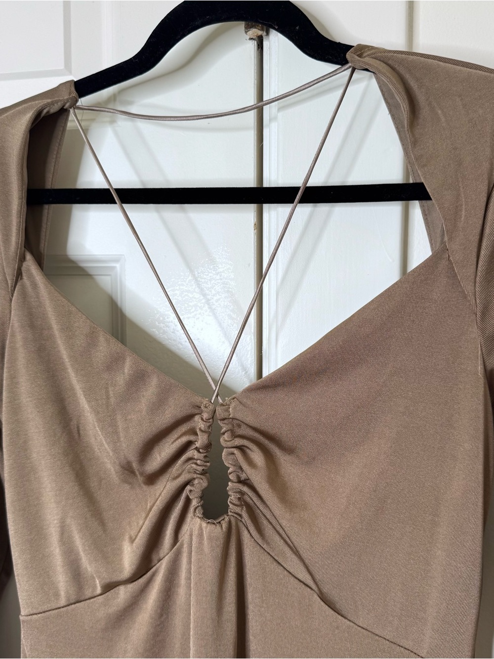 Jason Wu Backless Long Sleeve Midi Dress in Taupe - Picture 4 of 8